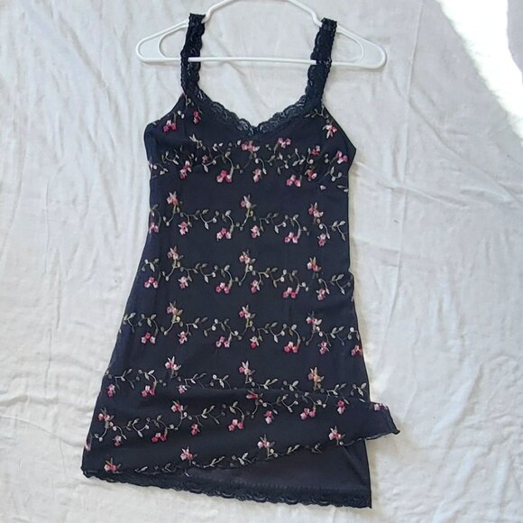 LOVE SOUP Y2K Whimsigoth Dress Babydoll Black Grunge Fairy Floral Lace Rose NWOT - Picture 4 of 14
